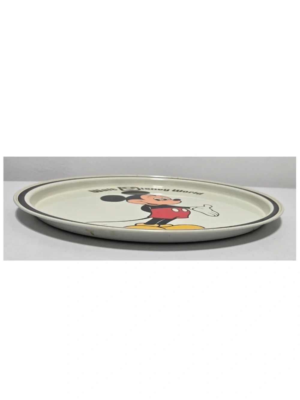Vintage 70s Disney Plate Mickey Mouse Walt Disney World Large Circular Tin VTG